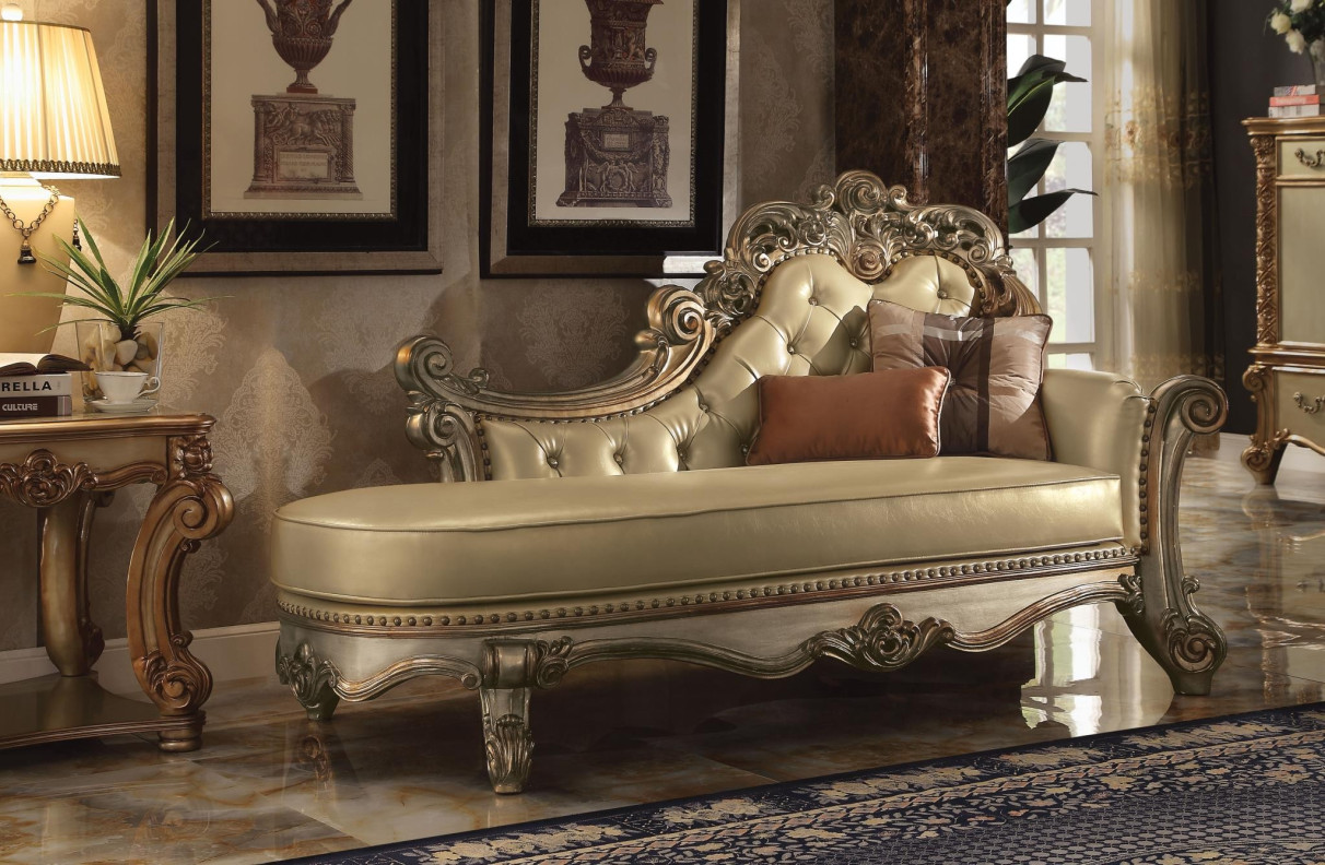 96485 Chaise Dresden Gold Patina Collection By Acme Furniture
