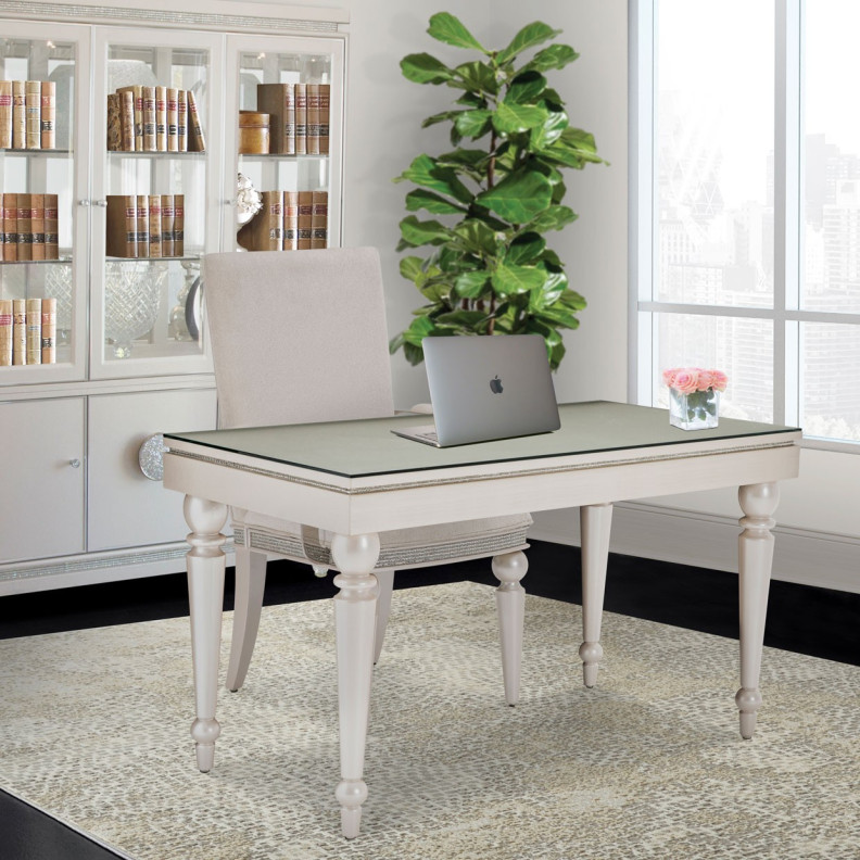 Writing Desk With Glass Top Glimmering Heights Collections By Michael Amini
