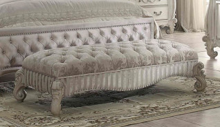 21130Q Bedroom Versailles Collection Ivory Velvet Bone white Finish By Acme Furniture