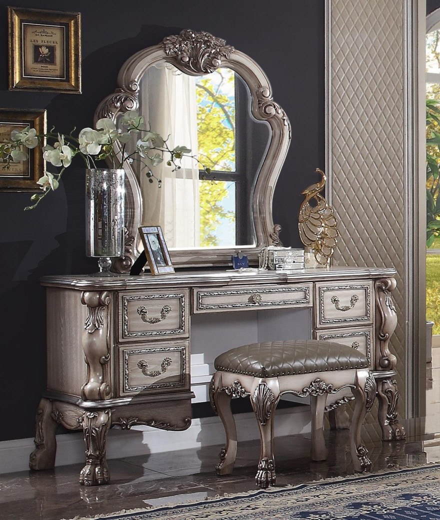 28190Q Bedroom Vintage Bone White Finish Dresden Collection By Acme Furniture