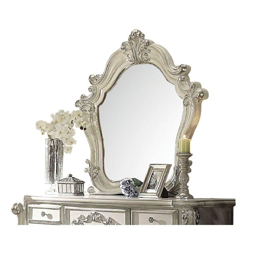 21137  Versailles Bone White Finish Vanity & Mirror By Acme Furniture