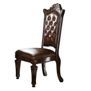 62010 PU / Cherry Finish Round Pedestal Table Vendome Collection By Acme Furniture