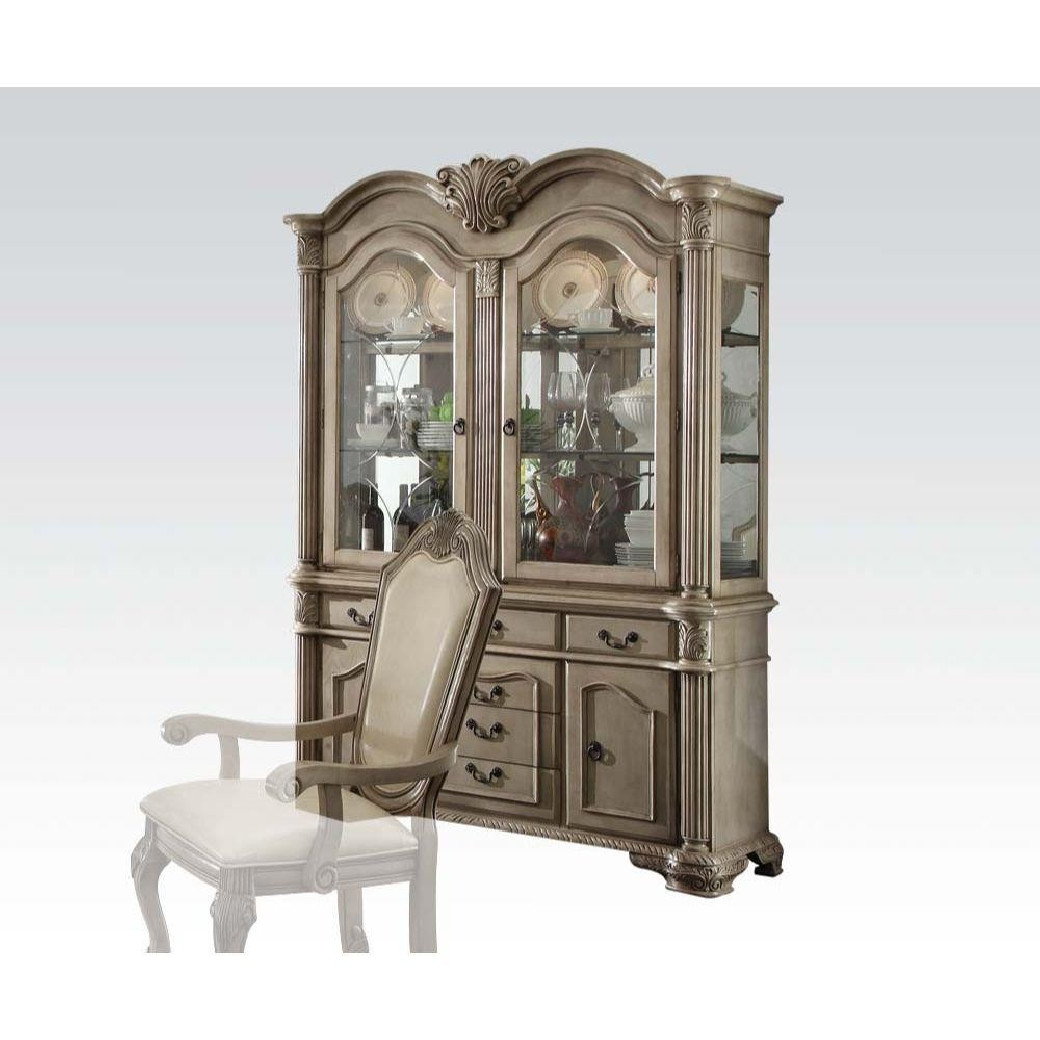 64065 Antique White Finish Dining Set Double Pedestal Table Chateau De Ville by Acme Furniture