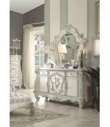 21150Q Bedroom Set Versailles Collection Vintage Gray PU Bone white Finish By Acme Furniture
