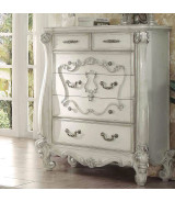 21150Q Bedroom Set Versailles Collection Vintage Gray PU Bone white Finish By Acme Furniture