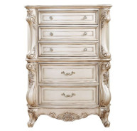 27440Q Gorsedd Cream Fabric Antique white finish Bedroom Set
