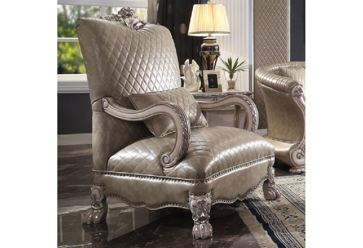 58172 Accent Chair Vintage Bone White Wash Finish Dresden Collection By Acme Furniture