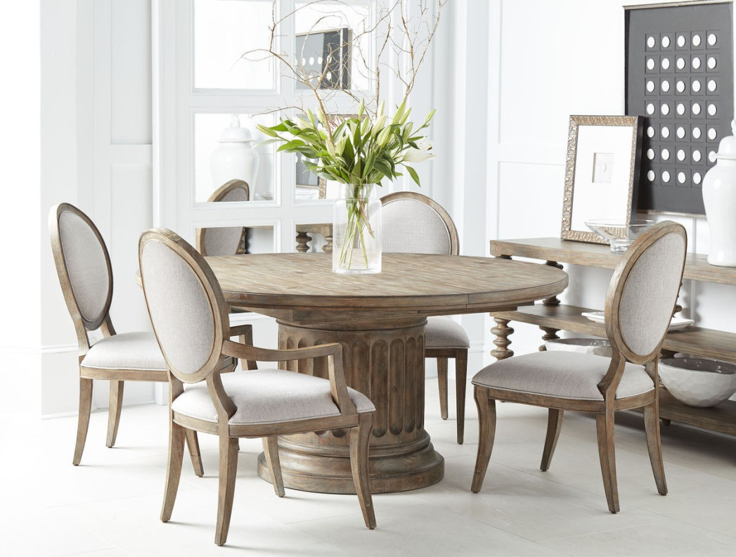 Round Dining Table Rustic Pine Finish Architrave Collection By ART Furniture