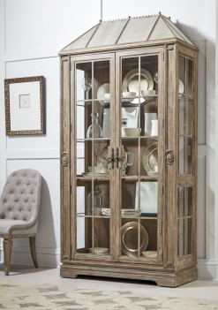 China Cabinet Rustic Pine Finish Architrave Collection By ART Furniture