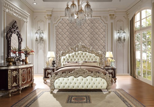 HD 8017 Metallic Silver Finish Bedroom Victorian, European & Classic style By Homey Design.