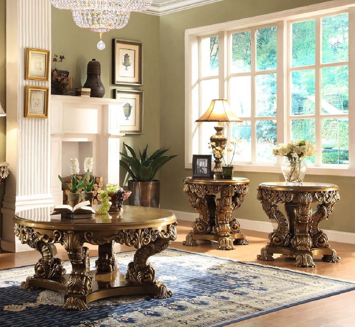 HD 506 Homey Design Upholstery Living Room Set Victorian, European & Classic Design Sofa Set