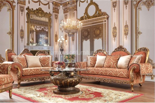 HD 106 Homey Design Upholstery Living Room Set Victorian, European & Classic Design Sofa Set