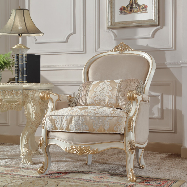 HD 2669 Accent Chair Plantation Cove White Finish Victorian Style