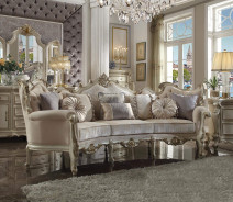 56880 Fabric / Antique Pearl Finish Living Room Sofa Oversized and Tufted Acme Picardy Collection