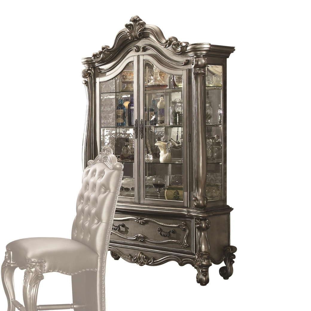 66830 Silver / Antique Platinum Finish Dining Set Versailles II Collection By Acme Furniture