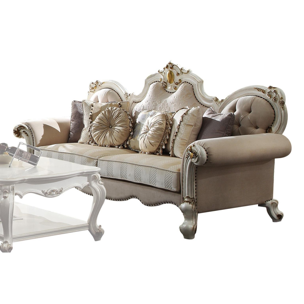 55465 Fabric / Antique Pearl Finish Oversized Sofa Picardy Collection by Acme Furniture