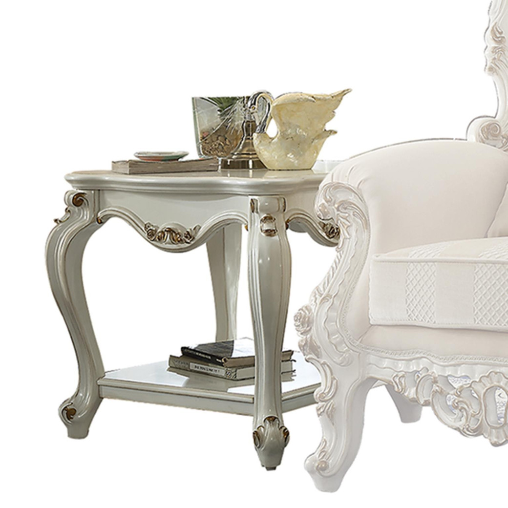 55460 2PC Sofa & Loveseat Fabric & Antique Pearl Finish Living room Picardy Collection By Acme furniture
