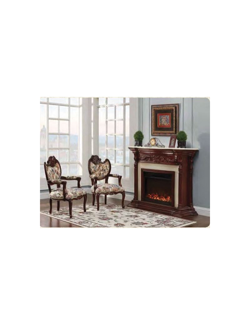 917AM Luxury Electric Fireplace Marble Top - French Provincial Design By Polrey  International Furnishing