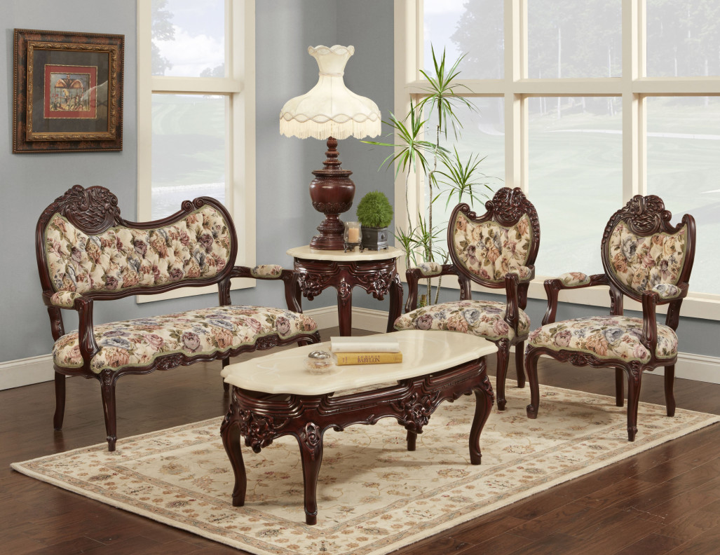 550B Italian Loveseat Jacquard Upholstery - French Provincial Style By Polrey International Furnishing