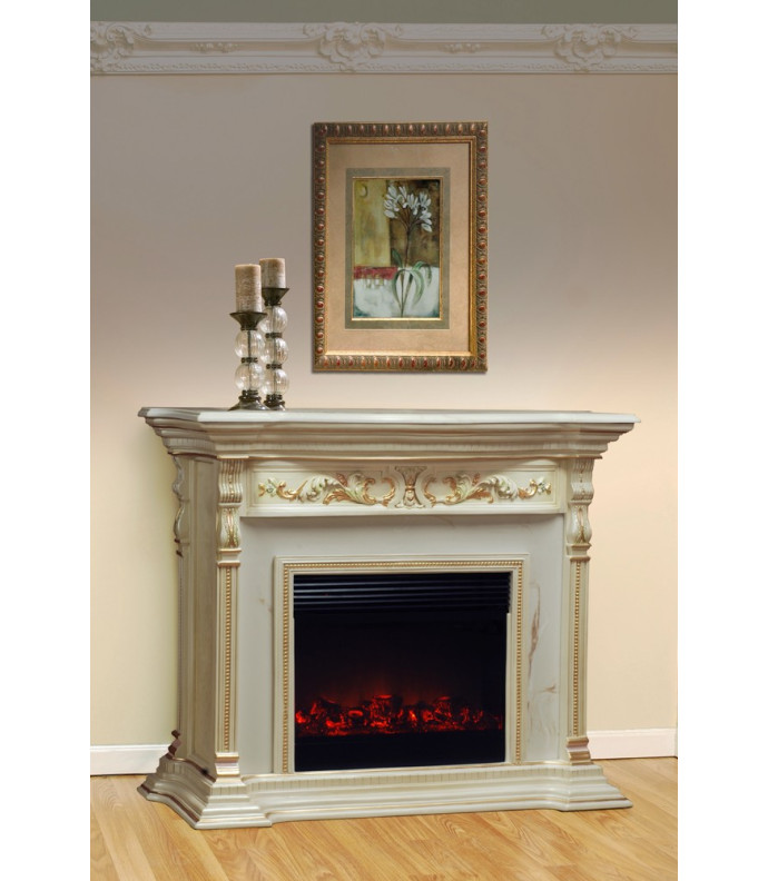 917AM Luxury Electric Fireplace Marble Top - French Provincial Design By Polrey  International Furnishing