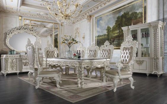 DN 00678 Antique White Wash Finish Dining Room Vanaheim Collection By Acme Furniture