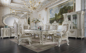 DN 00678 Lavish Classic Antique White Wash Finish Dining Room Vanaheim Collection By Acme Furniture