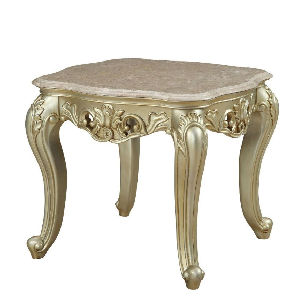 82440 Antique White Finish Occasional Tables Marble Top Gorsedd Collection by Acme Furniture