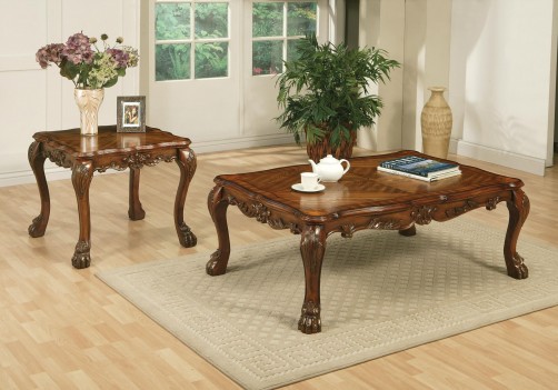 12165 Cherry Oak Finish Occasional Tables Dresden Collection By Acme Furniture