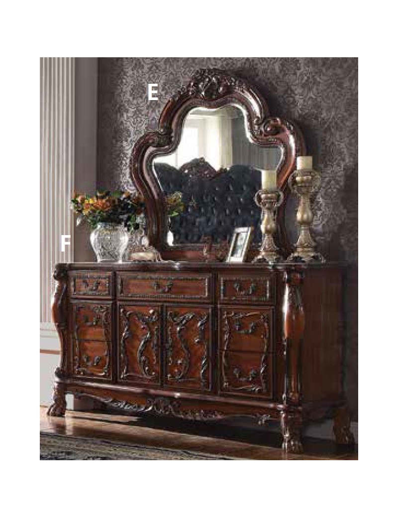 12150 Fabric & PU / Cherry Oak Dining Set Cherry Oak Dresden Collection