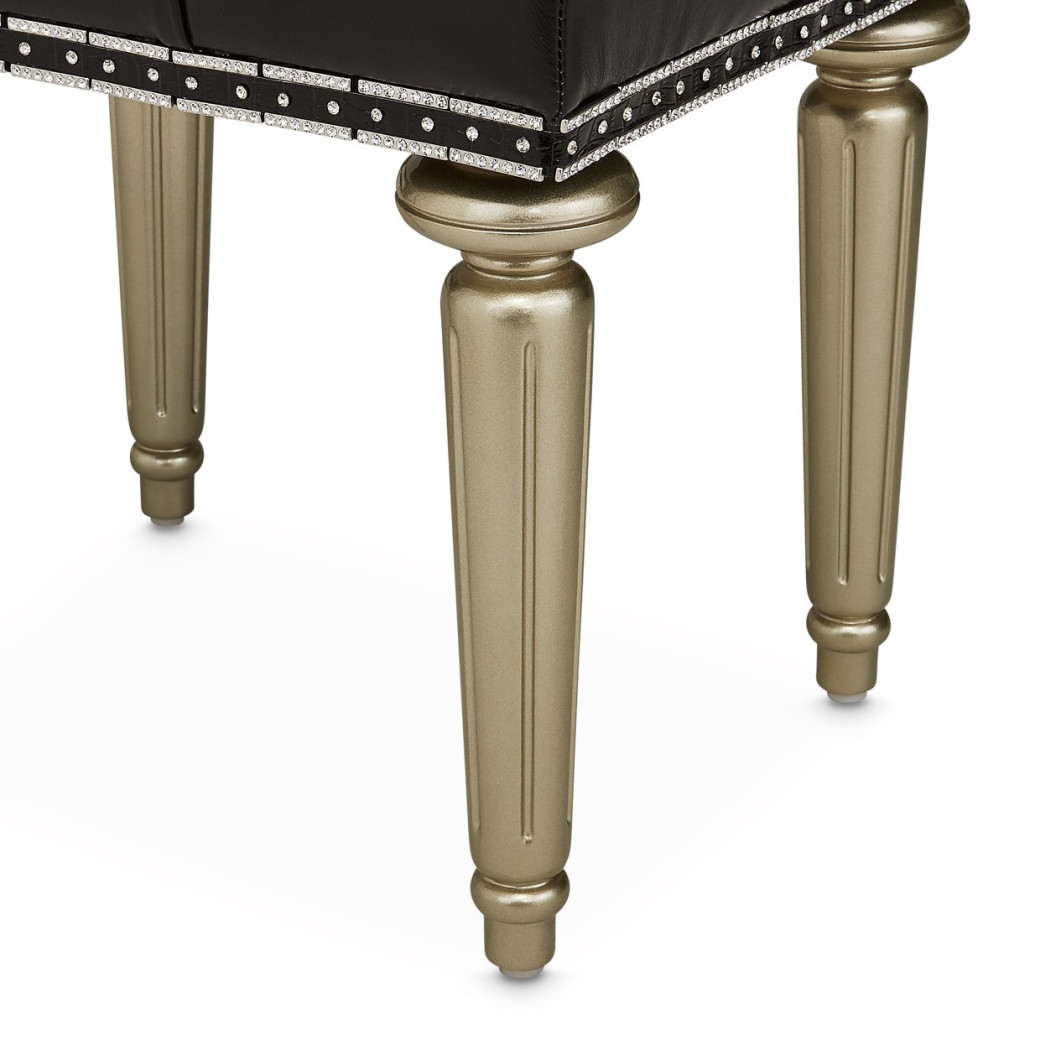 Vanity Bench Black Iguana Hollywood Swank Collection By Michael Amini