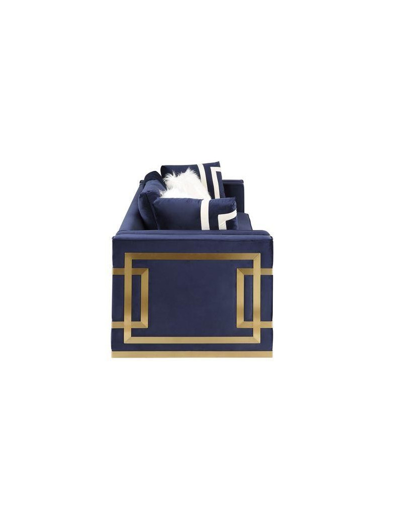 LV00293 Blue Velvet & Gold Finish Living Room Contemporary Acme Furniture Collections
