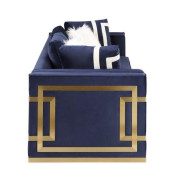 LV00293 Blue Velvet & Gold Finish Living Room Contemporary Acme Furniture Collections