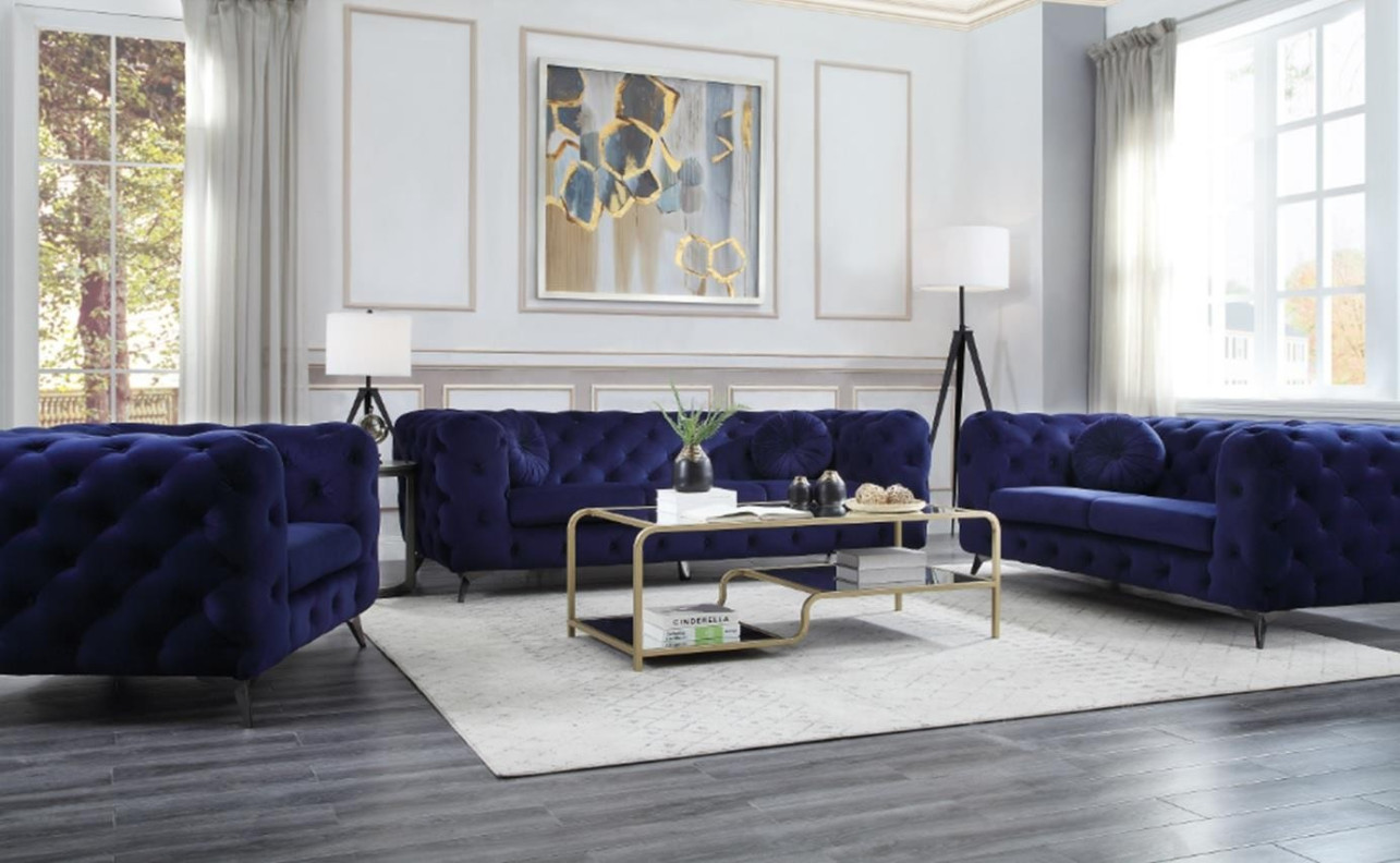 54900 2PC Sofa & Loveseat Blue Atronia Collection By Acme Furniture