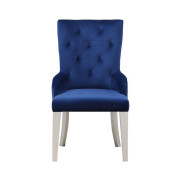 66160 Blue Fabric ,Mirrored & Antique Platinum Finish Dining Set Varian Collection By Acme Furniture