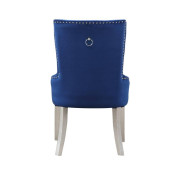66160 Blue Fabric ,Mirrored & Antique Platinum Finish Dining Set Varian Collection By Acme Furniture
