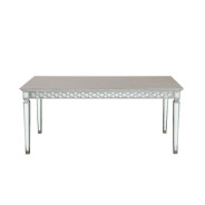66160 Blue Fabric ,Mirrored & Antique Platinum Finish Dining Set Varian Collection By Acme Furniture