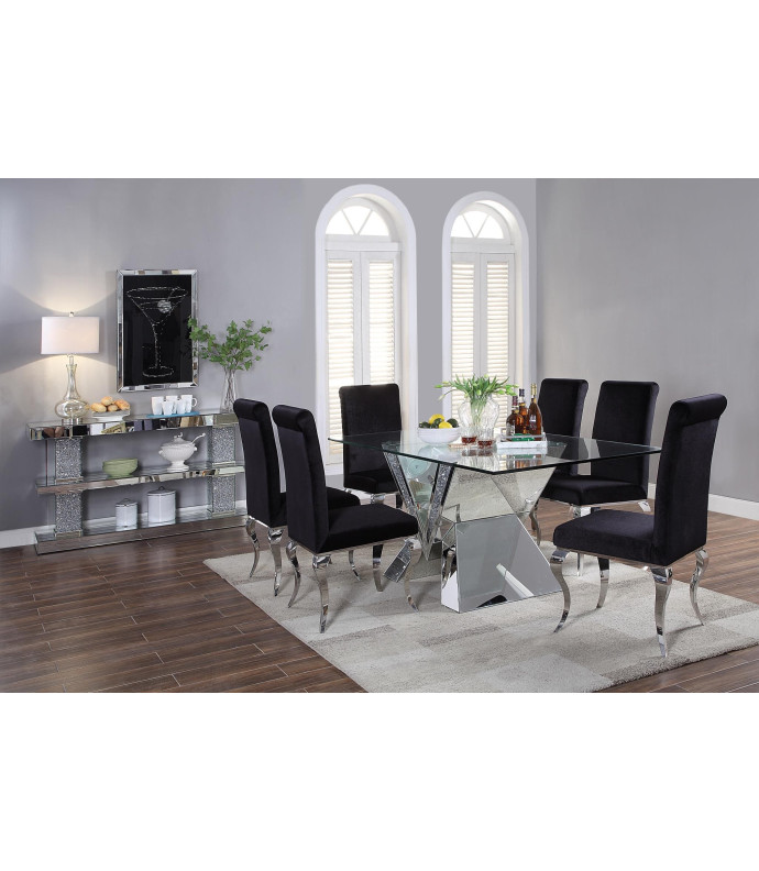 71280 / 62072 Mirrored Faux Diamonds & Clear Glass Dining Set Noralie Collection By Acme Furniture