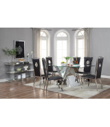 71280 / 62078 Mirrored Faux Diamonds & Clear Glass Dining Set By Acme Furniture