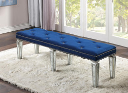 26150 Blue Velvet & Mirrored Bed Varian Contemporary Collection by Acme Furniture
