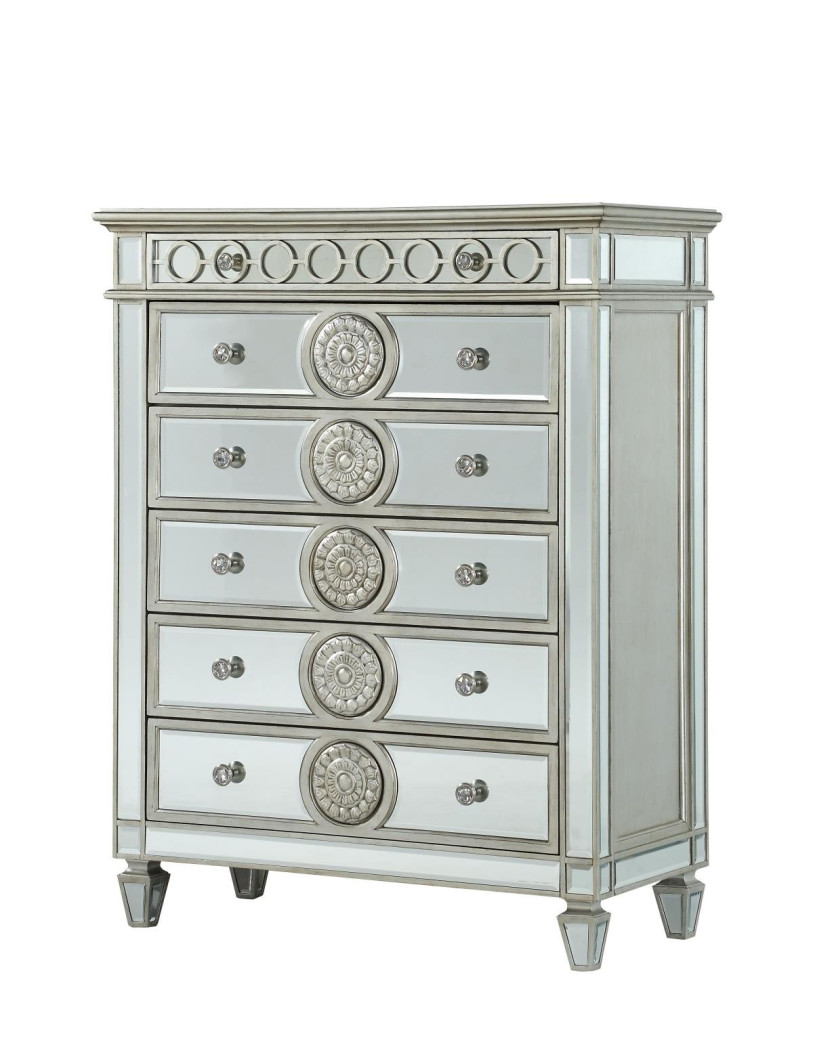 26150 Blue Velvet & Mirrored Bed Varian Contemporary Collection by Acme Furniture