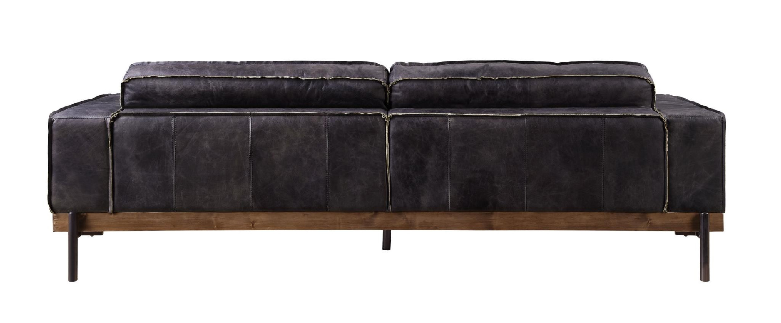 56505 Shilchester Antique Ebony Leather & Light Oak Contemporary Acme Furniture Collections