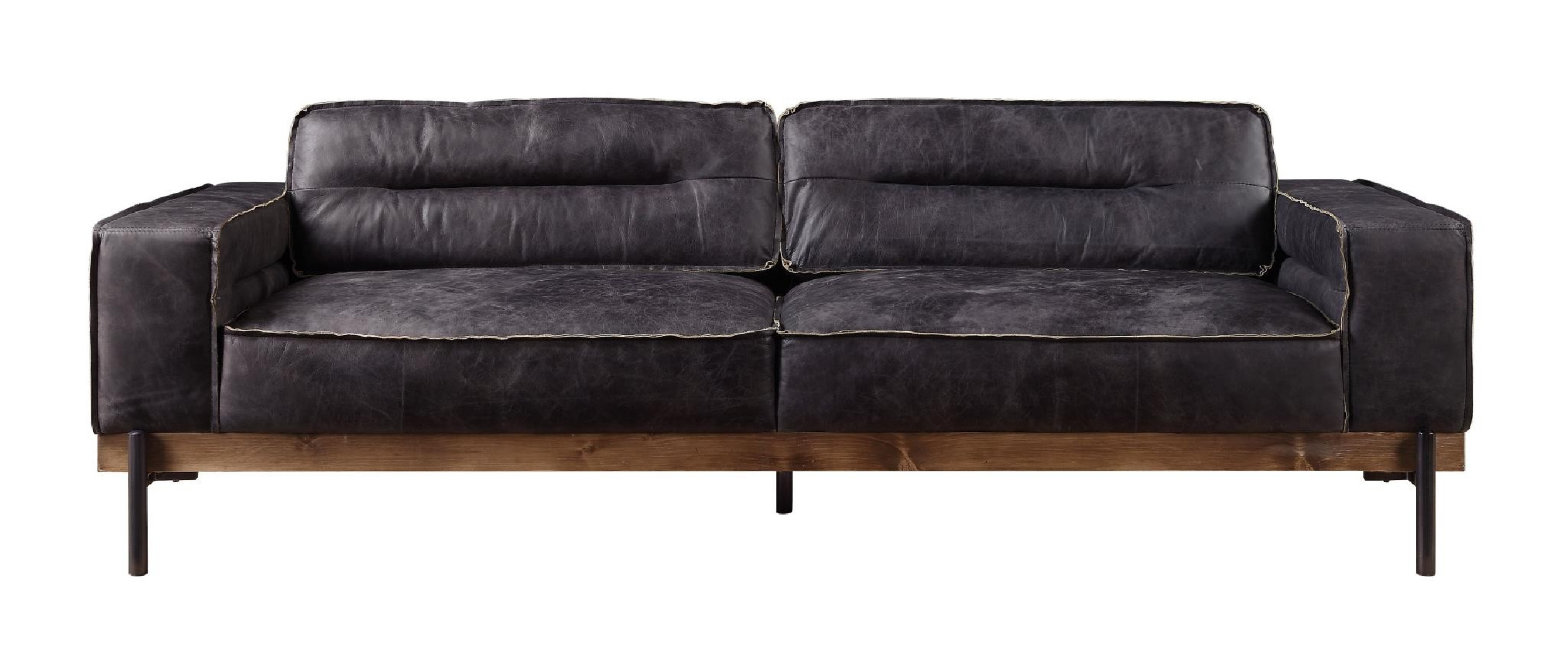 56505 Shilchester Antique Ebony Leather & Light Oak Contemporary Acme Furniture Collections