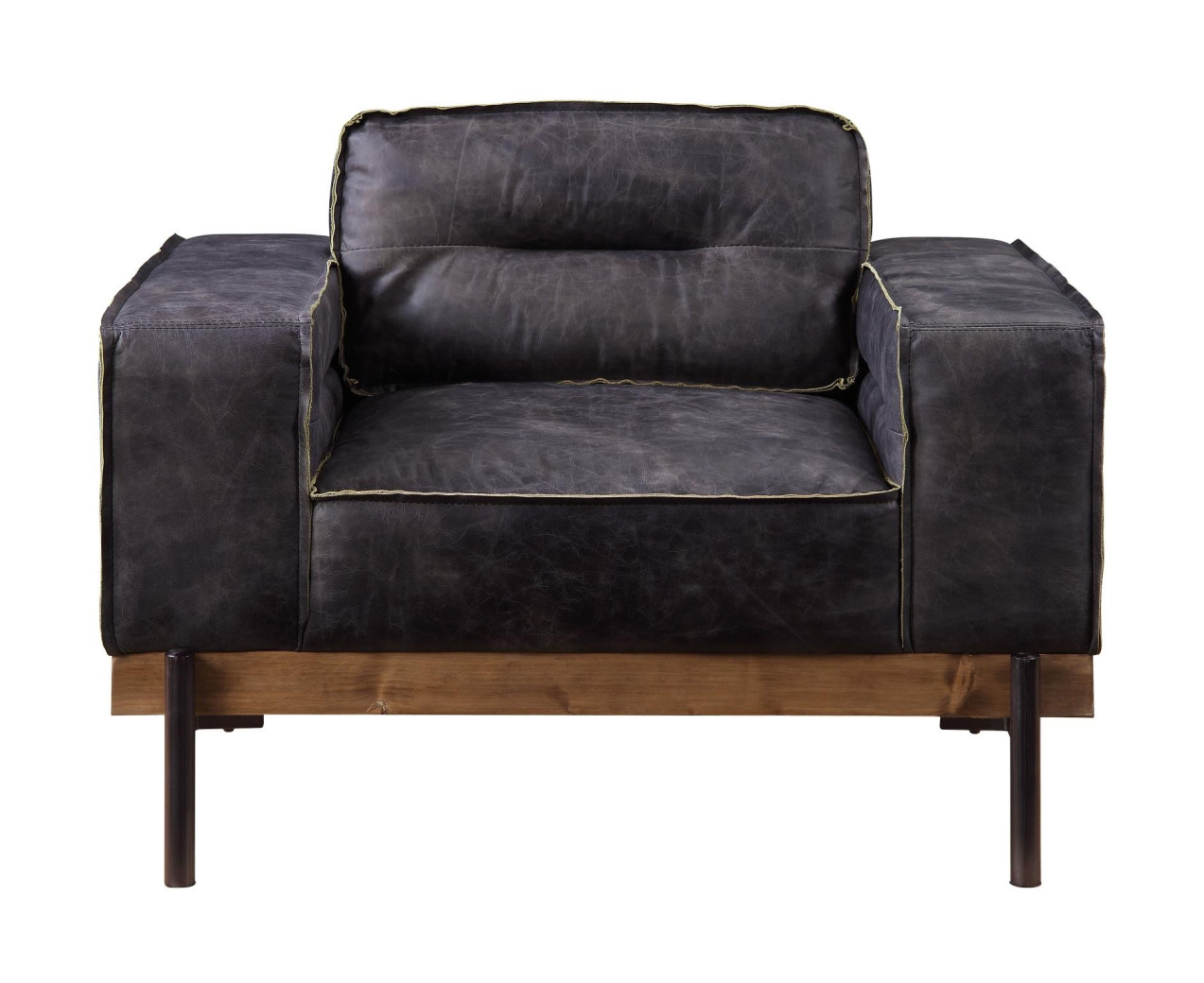 56505 Shilchester Antique Ebony Leather & Light Oak Contemporary Acme Furniture Collections
