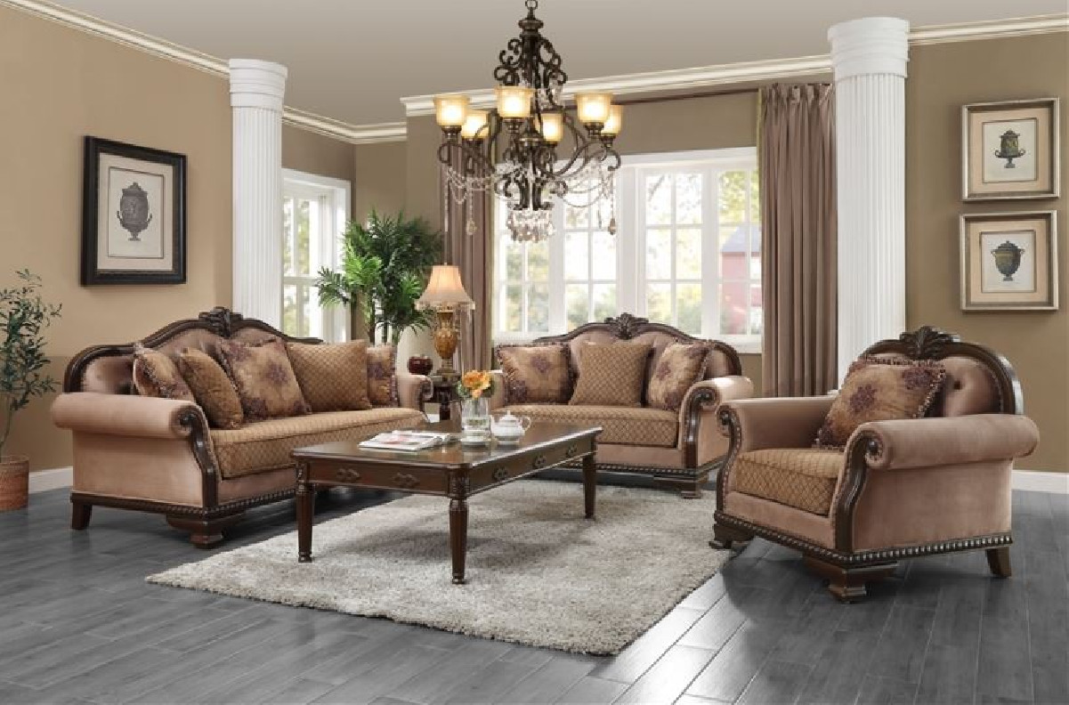 58265 Fabric & Espresso Finish Chateu de Ville Collection By Acme Furniture