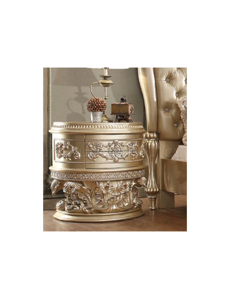 BD00461PU Leather Light Gold & Champagne Silver Finish Bedroom Vatican Collection by Acme Furniture