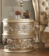 BD00461PU Leather Light Gold & Champagne Silver Finish Bedroom Vatican Collection by Acme Furniture