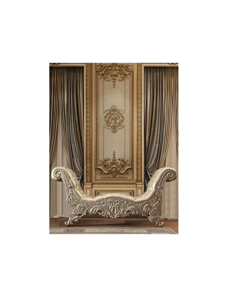 BD00461PU Leather Light Gold & Champagne Silver Finish Bedroom Vatican Collection by Acme Furniture