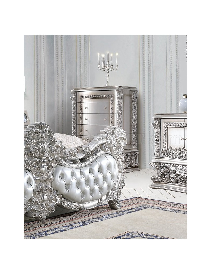 BD 00683 Lavish Classic PU Leather Light Gold & Gray Finish Bedroom Valkyrie Collection By Acme Furniture