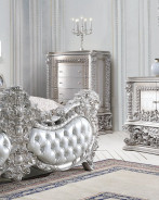 BD 00683 Lavish Classic PU Leather Light Gold & Gray Finish Bedroom Valkyrie Collection By Acme Furniture