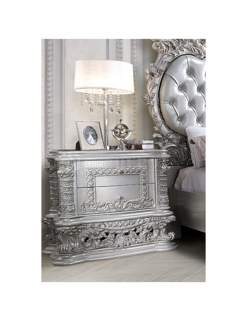 BD 00683 Lavish Classic PU Leather Light Gold & Gray Finish Bedroom Valkyrie Collection By Acme Furniture